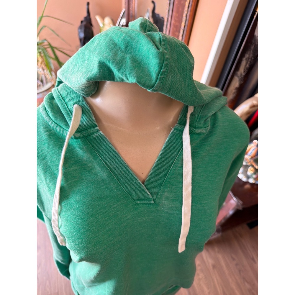 Green V-Neck Hoodie and Joggers 2 Piece Lounge Set Sweatsuit - Picture 10 of 12